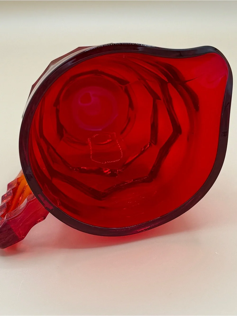 Vintage Viking Glass Georgian Ruby Red Amberina Covered Sugar & Creamer GLOWS